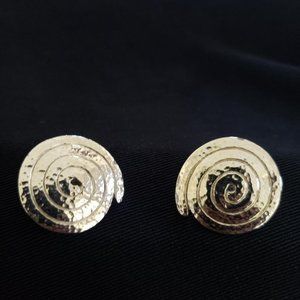 Vintage Monet Marked Silver-tone Coil Clip-on Earrings